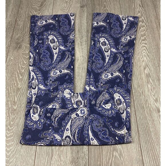 Anthropologie Maeve Maria Blue Paisley Boho Metallic Bootcut Flare Pants 2 - Picture 4 of 5